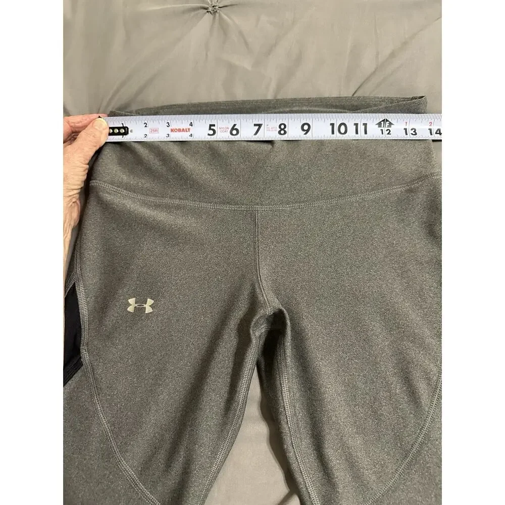 Under Armour UA Women's Size S HeatGear Shine Cropped Leggings Grey/Black‎ Mesh